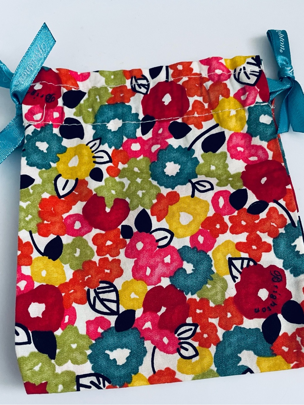 Brighton Floral Drawstring Pouch - Red, Pink, Yellow, Teal, Green, Black